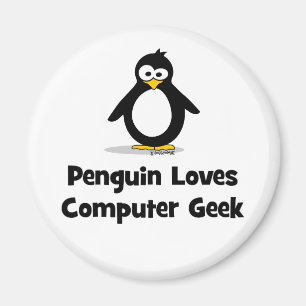 Imán El pingüino ama al friki del ordenador
