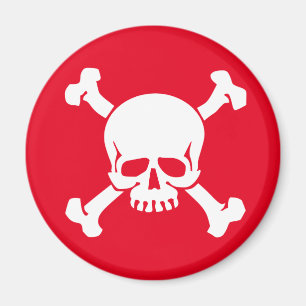 Imán El pirata rojo Jolly Rodger, calavera y encrucijad