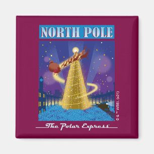 Imán El Polar Express   Arte de Viajes Vintage del Polo