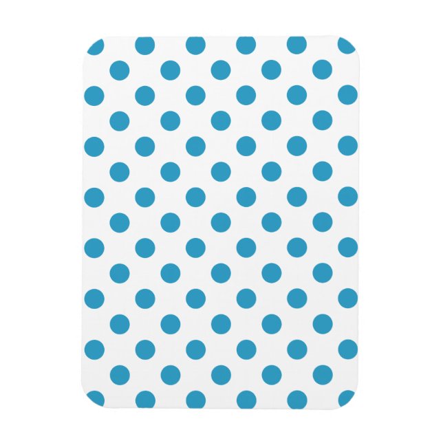 Imán El Polka azul de pavo real (Peacock Blue Polka Dot (Vertical)