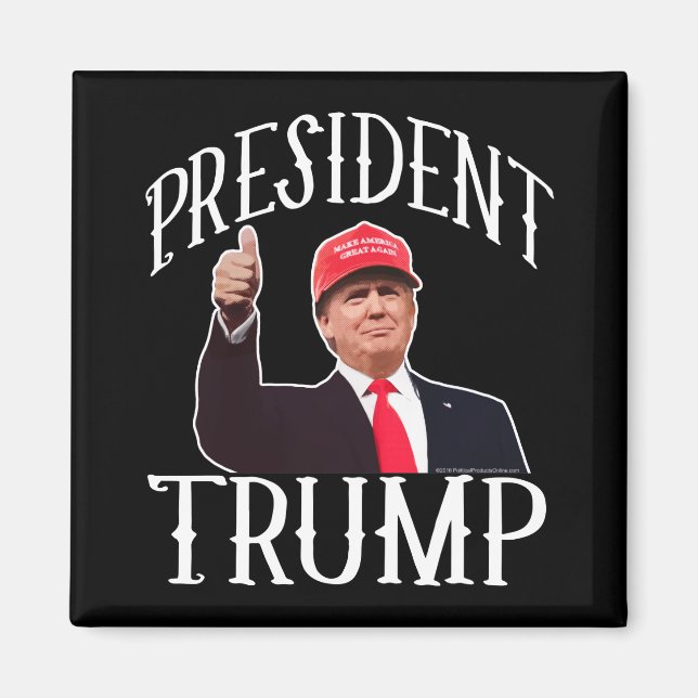 Imán El presidente Donald Trump, Gorra Rojo, da las gra (Frente)