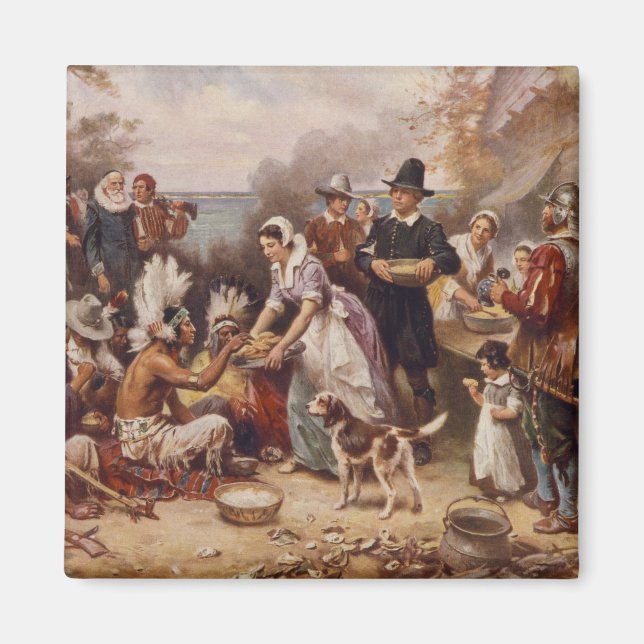 Imán El primer Día de Acción de Gracias 1621 | c.1932 (Frente)