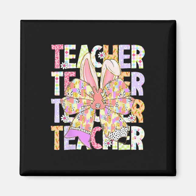 Imán El profesor Bunny Coquette Bow Pencil Bunny Easter (Frente)