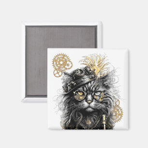 Imán El profesor Sprocket-Paws  El gato steampunk funky