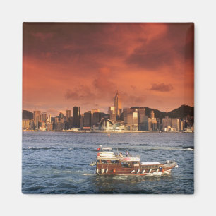 Imán El puerto de Hong Kong al atardecer