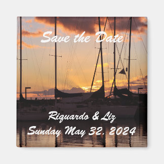 Imán El puerto de Waikiki Sunset Save the Date Boda Mag