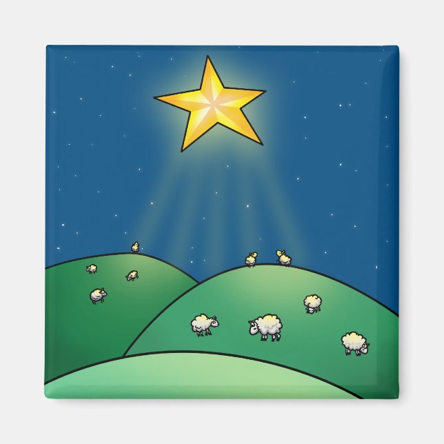 Imán El rebaño de ovejas bajo la estrella del Navidad (Frente)