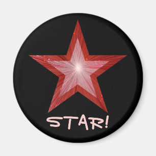 Imán El refrigerador 'STAR!' de la Estrella Roja, negro