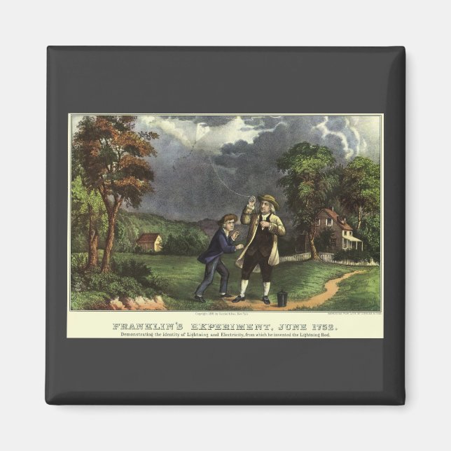 Imán El relámpago de Benjamin Franklin con el experimen (Frente)