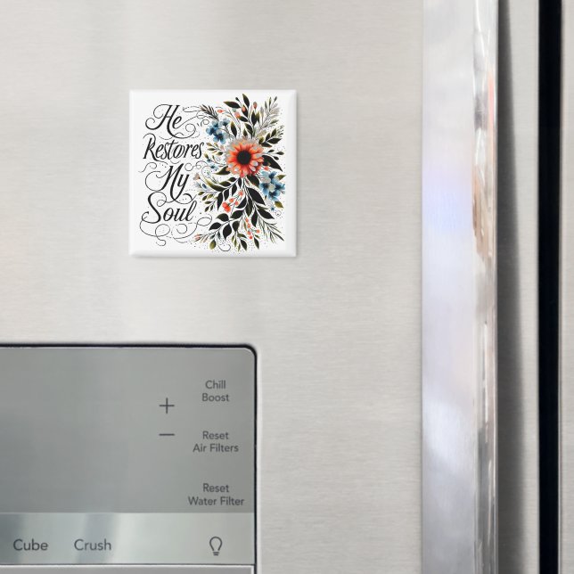 Imán Él restaura mi alma floral (In situ (nevera))