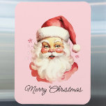 Imán El retro vintage Santa Claus Pink Merry Christmas<br><div class="desc">Con este imán retro de Navidades de Santa Claus, podrá darle un toque nostálgico a su casa. Con un delicioso ilustracion Santa sobre un fondo rosado con las palabras "Feliz Navidad", este imán es perfecto para decorar tu frigorífico o cualquier superficie magnética durante la temporada festiva. Ideal para disfrutar de...</div>