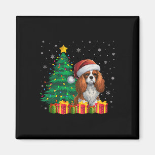 Imán El rey Charles Spaniel Santa Hat Xmas