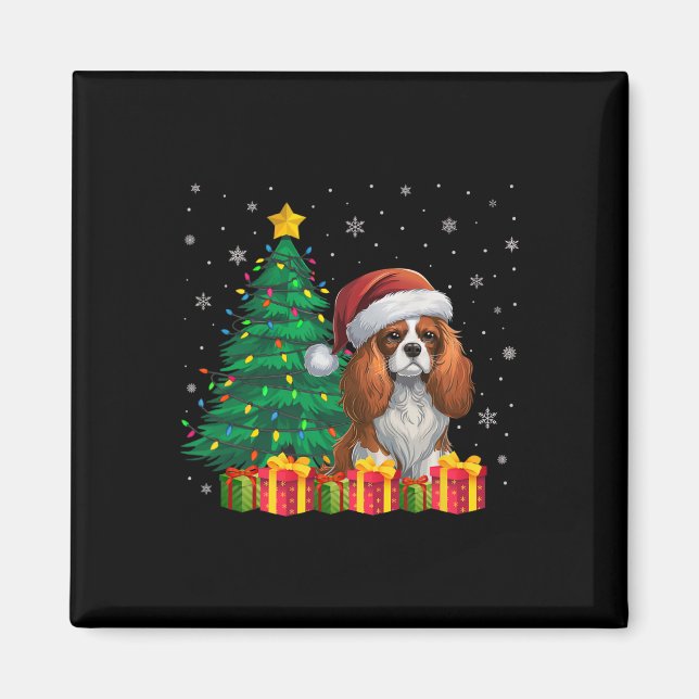Imán El rey Charles Spaniel Santa Hat Xmas (Frente)