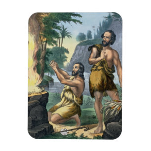Imán El sacrificio de Caín y de Abel, de una impresió