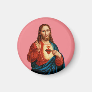 Imán El Sagrado Corazón De Jesús Retrato De Arte Fino