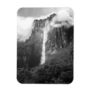 Imán El Salto Ángel en negro y blanco