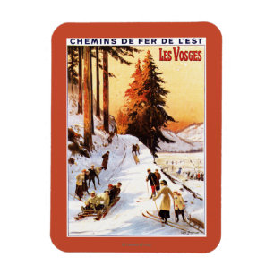 Imán El Sledding y esquí en el poster de los Vosgos