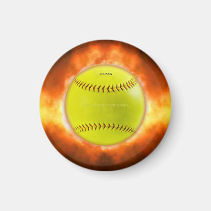 Imán El softball de SlipperyJoe en el fuego fuego fuego