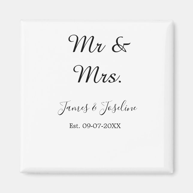 Imán El Sr. y la Sra. añaden el nombre. Boda de año de  (Frente)