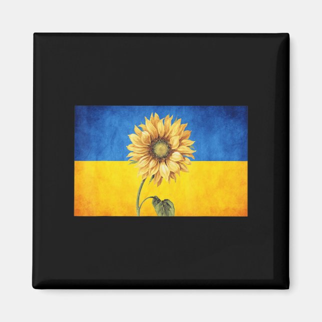 Imán El Sunflower Ukraine Bandera Vintage se queda con (Frente)