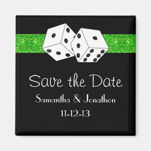 Imán El tema de los dados de Las Vegas Verde y Negro Gu