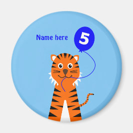 Imán El tigre de 5 cumpleaños lindo agrega el nombre az