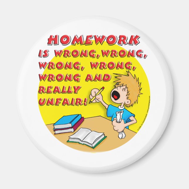 Imán ¡El trabajo en casa está mal! (niño) (Frente)