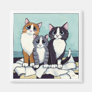 Imán El trío de sospechosos probables | Gato Art Magnet