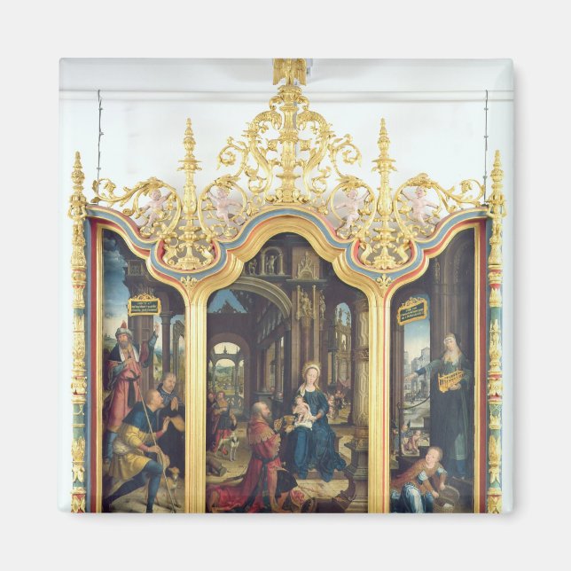 Imán El tríptico de la adoración del Cristo infantil (Frente)