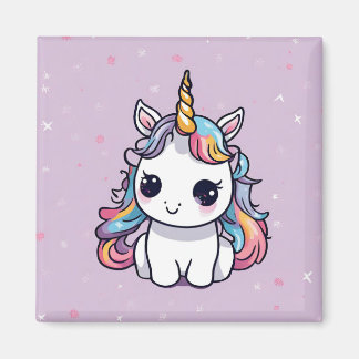Imán El unicornio de bebé con fondo morado
