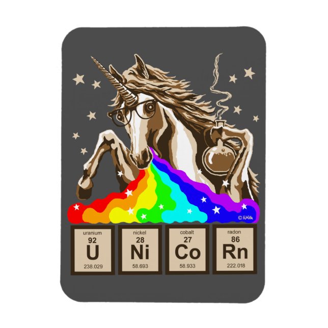 Imán El unicornio químico vomita arcoiris (Vertical)