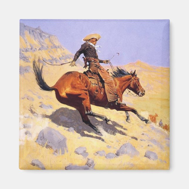 Imán El vaquero (por Frederic Remington) (Frente)