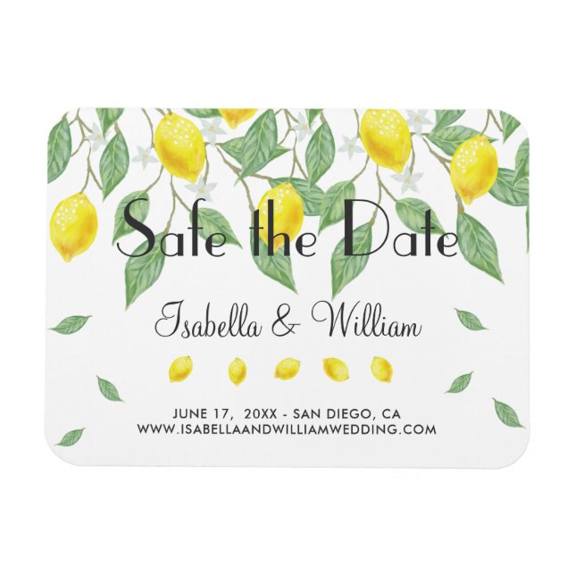 Imán El verano moderno del Boho Lemon Save the Date Bod (Horizontal)