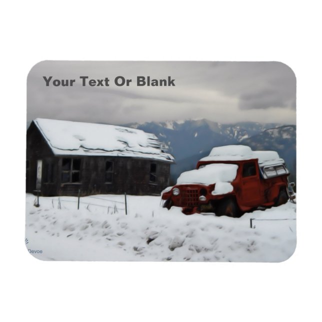 Imán El viejo Camión Rojo (Horizontal)