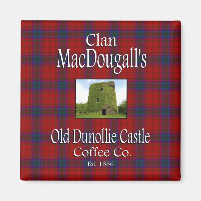 Imán El viejo Dunollie Castle Coffee Co. del clan MacDo (Frente)