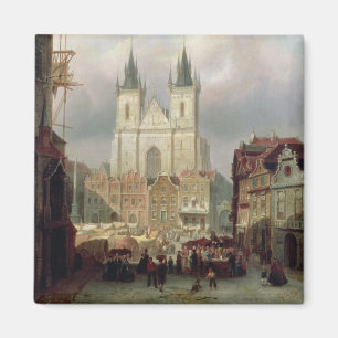 Imán El viejo mercado en Praga, 1881 (aceite en canva