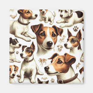 Imán El vintage Jack Russell Terrier Seamless