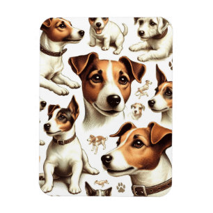 Imán El vintage Jack Russell Terrier Seamless