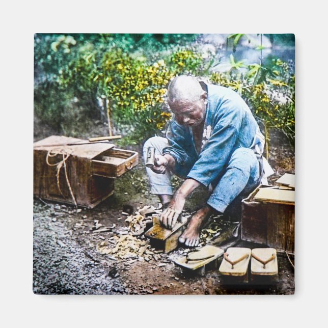 Imán El zapatero del viejo japonés vintage (Frente)