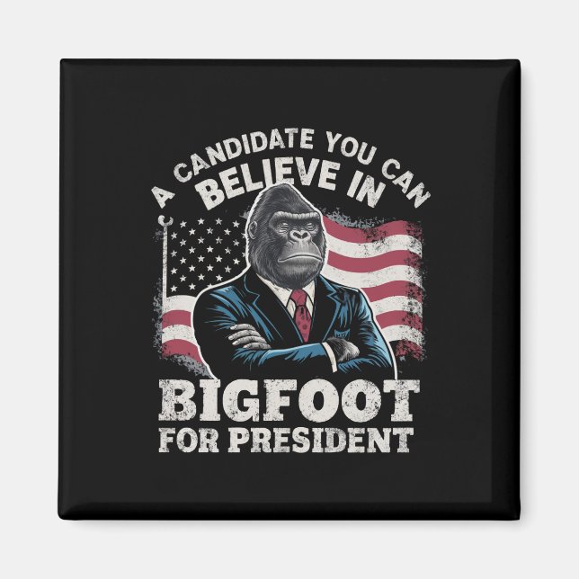 Imán Elección 2024 Divertido Voto Sasquatch EE. UU. (Frente)