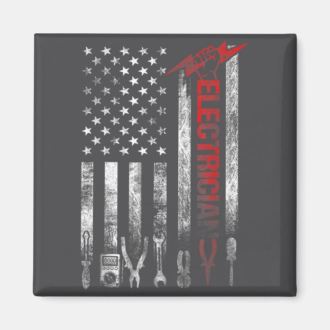 Imán Electrician American Flag Funny Electricians Tools (Frente)