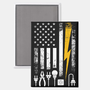 Imán Electricista de línea de bandera americana Relámpa