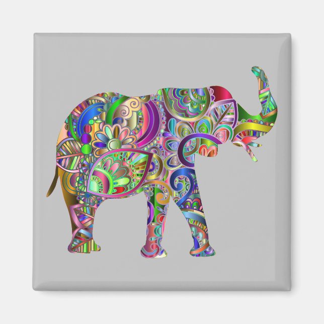 Imán Elefante abstracto vibrante (Frente)