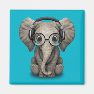 Imán Elefante adaptable DJ del bebé con los auriculare