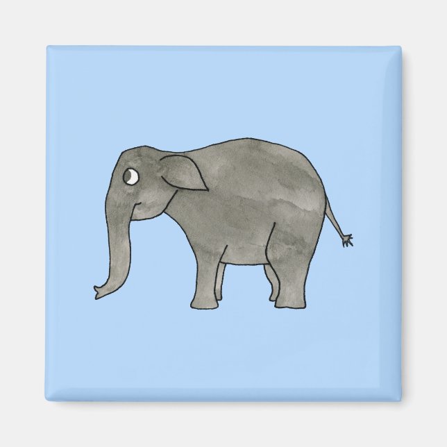 Imán Elefante asiático, azul claro. (Frente)