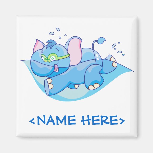 Imán Elefante Azul Lil Nadando (Frente)