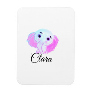 Imán Elefante bebé azul rosa simple acuarela agregar no