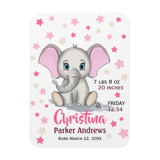 Imán Elefante bebé con estadísticas de natalidad de Chi (Vertical)