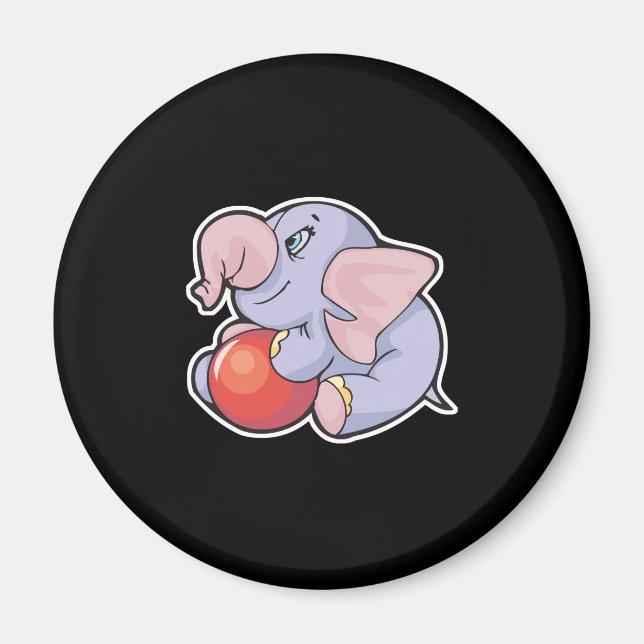 Imán elefante bebé con pelota (Frente)