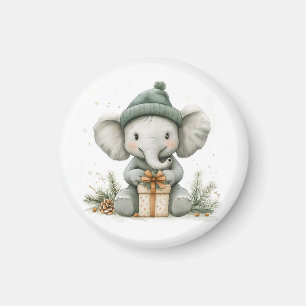 Imán Elefante bebé de la serie de Navidades de animales